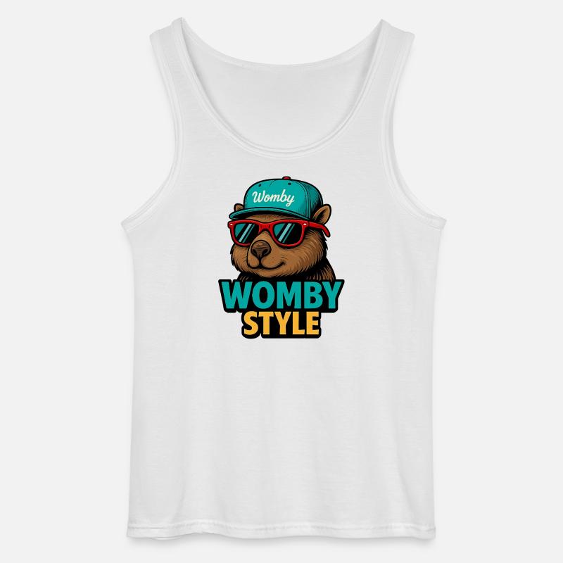 Womby Style Beaver with Sunglasses - Gildan Men’s Tank Top - white