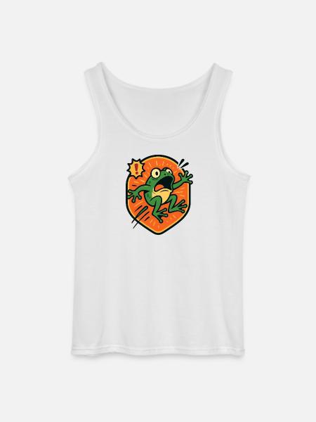 Panic Frog badge - Gildan Men’s Tank Top - white