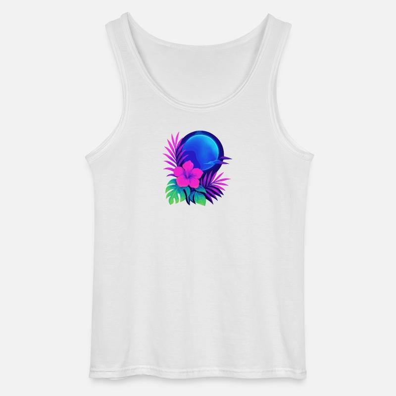 Neon Tropic Moon - Gildan Männer Tank Top - Weiß
