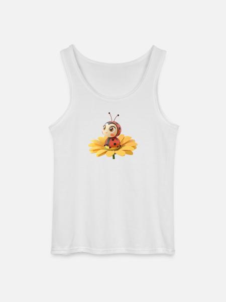 Cute ladybug on a flower - Gildan Men’s Tank Top - white