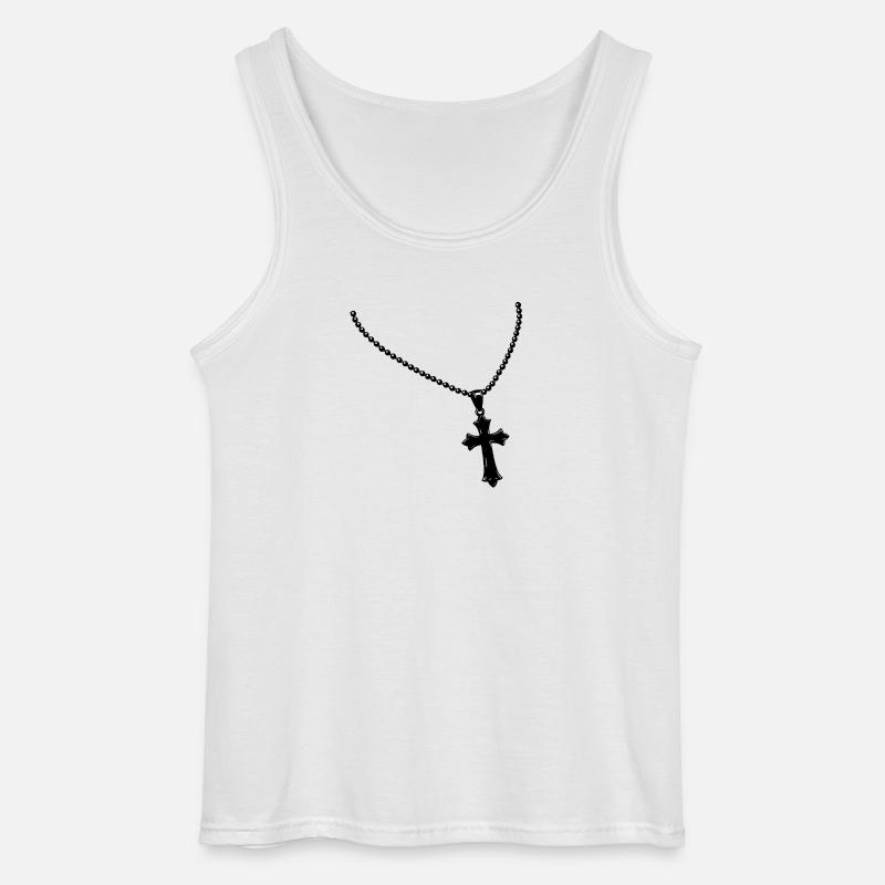 Kette mit Kreuz - Gildan Männer Tank Top - Weiß