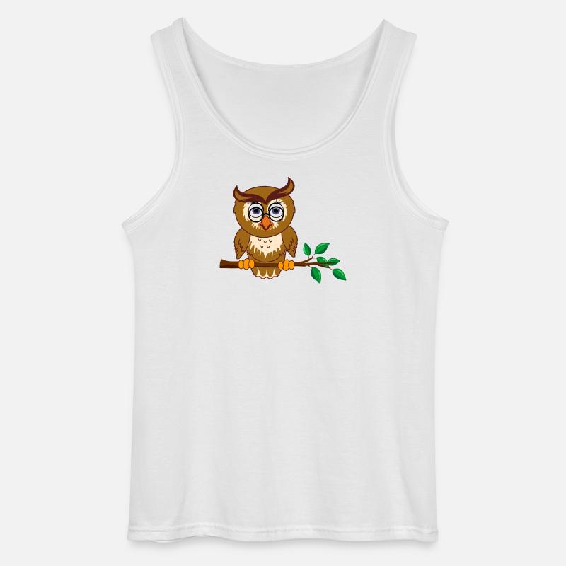 Schlaue Eule auf Ast - Gildan Männer Tank Top - Weiß