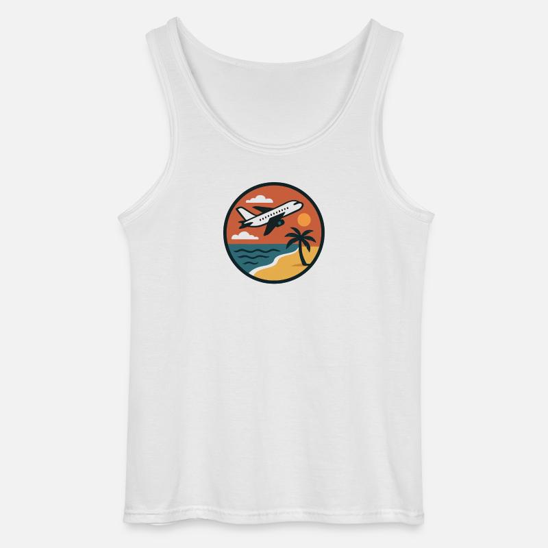 Sonnenuntergang Strandflug Patch - Gildan Männer Tank Top - Weiß
