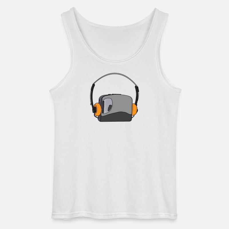 Cooler tragbarer Kassetten-Audio-Player - Gildan Männer Tank Top - Weiß