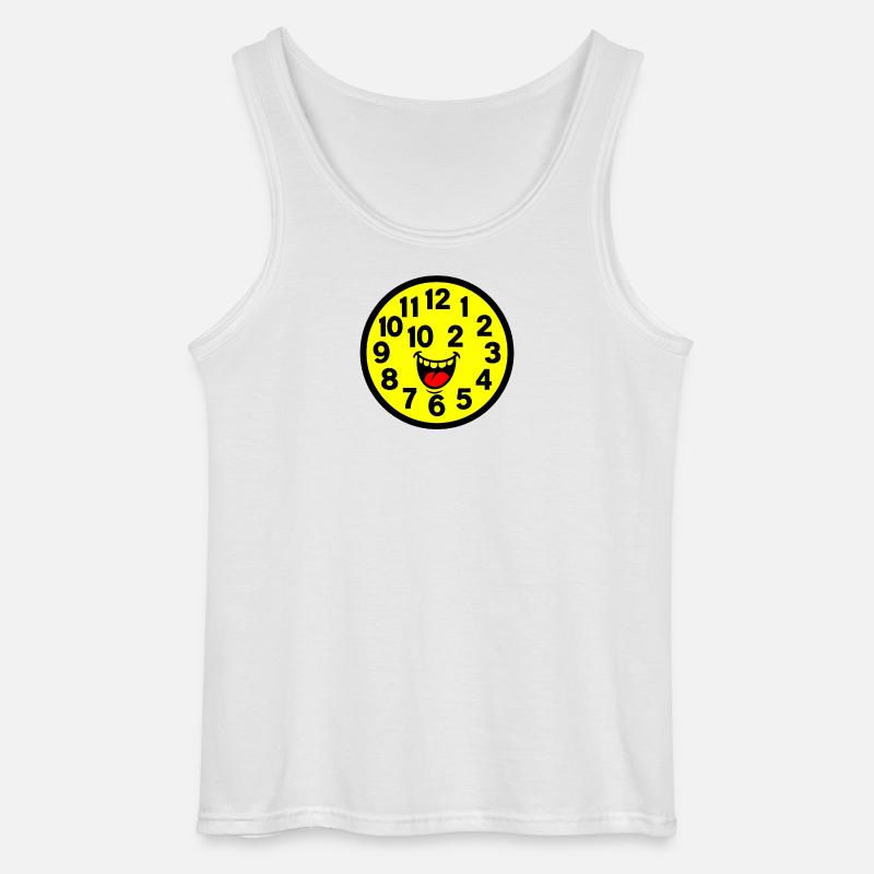 Fröhliches parodiertes Uhrendesign - Gildan Männer Tank Top - Weiß
