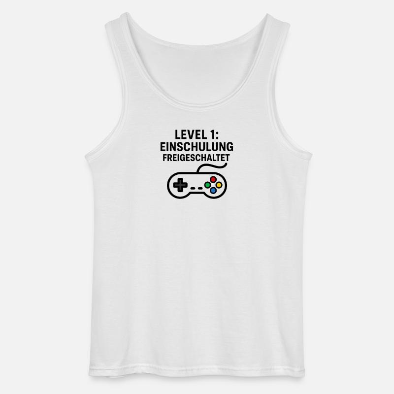 Gaming | Level 1: Einschulung Freigeschaltet - Gildan Männer Tank Top - Weiß