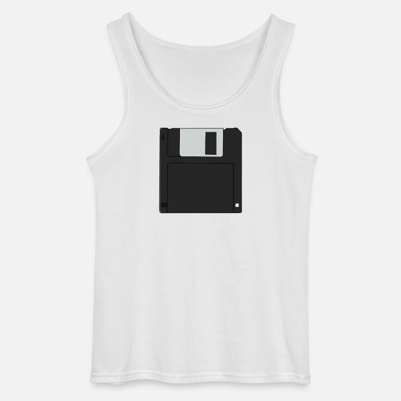 Nostalgic 3½ inch Diskette Retro Floppy Disk - Gildan Men’s Tank Top - white