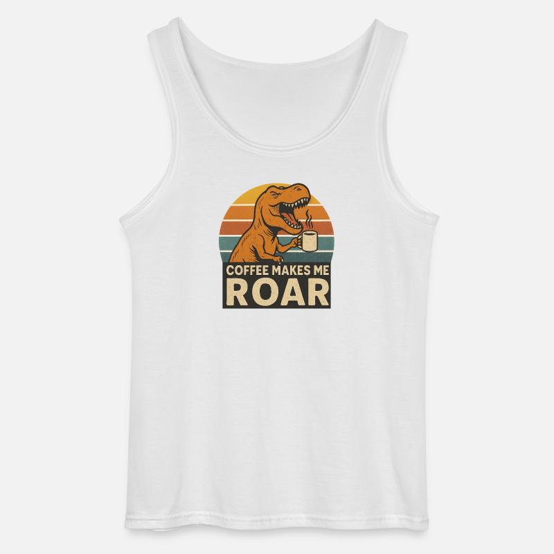 Dinosaur Coffee Roar Fun Design - Gildan Männer Tank Top - Weiß