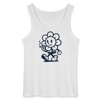 Retro Blumen Maskottchen mit Zigarette Zeichnung - Gildan Männer Tank Top - Weiß - Vorne - AI Model Male 185 dark (185cm)