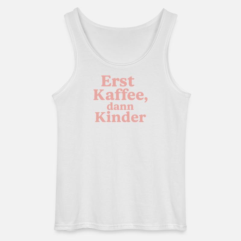 Erst Kaffee, Dann Kinder (rosa) - Gildan Männer Tank Top - Weiß
