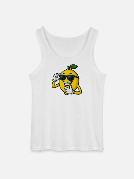 Cool Cartoon Lemon with Sunglasses Funny - Gildan Men’s Tank Top - white