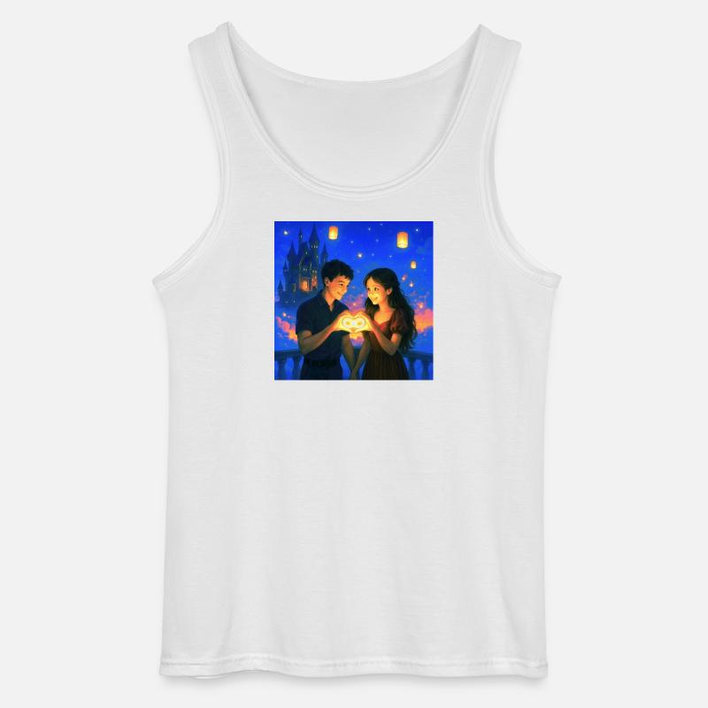Romantisches Paar mit glühendem Infinity-Herz - Gildan Männer Tank Top - Weiß
