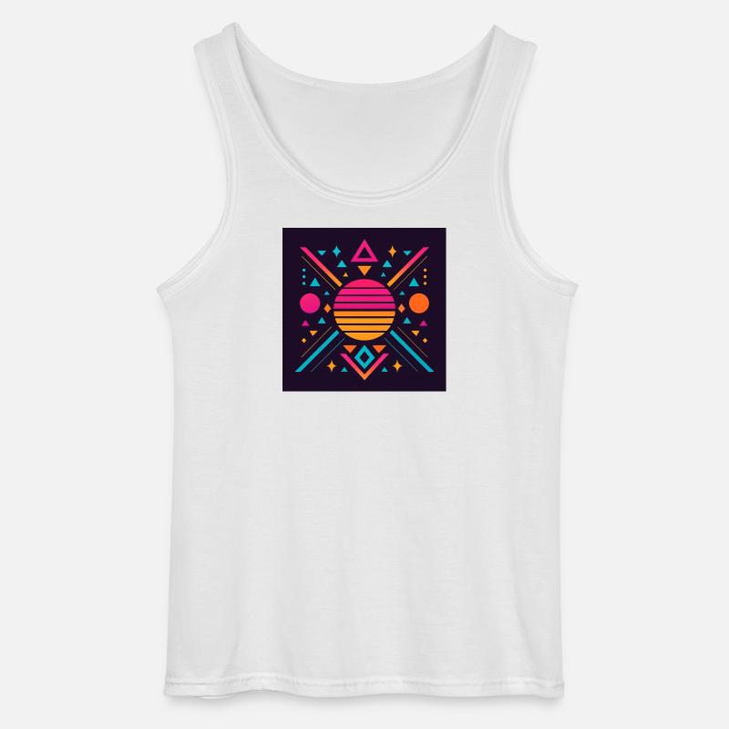 Synthwave geometric pattern - Gildan Men’s Tank Top - white