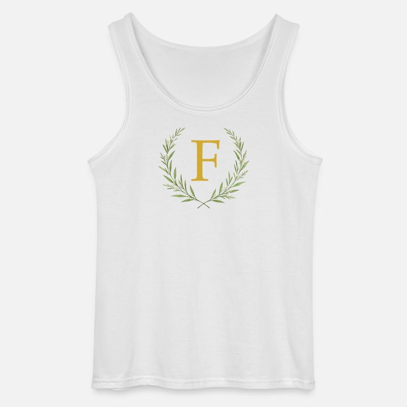 F Monogramm, Eukalyptus Kranz, personalisierbar - Gildan Männer Tank Top - Weiß