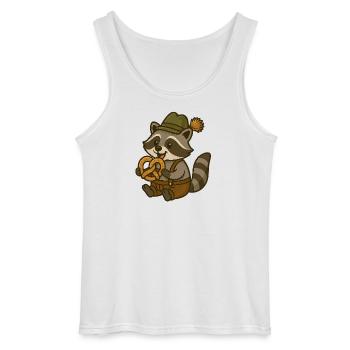 Racoon in Trachtenmit Hut und Brezn - Gildan Männer Tank Top - Weiß - Vorne - AI Model Male 185 dark (185cm)
