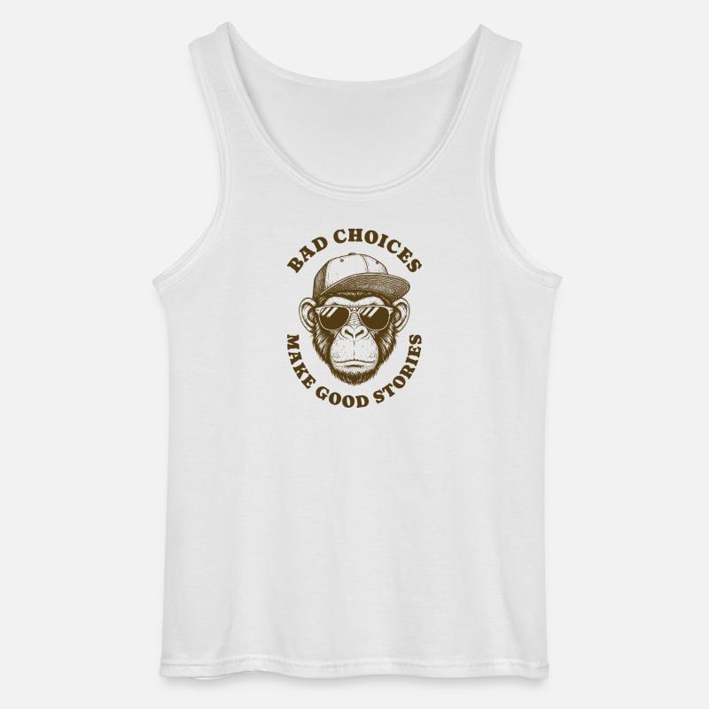 Dårlige valg Gør gode historier Retro Abe Dyr - Gildan tanktop til mænd - hvid