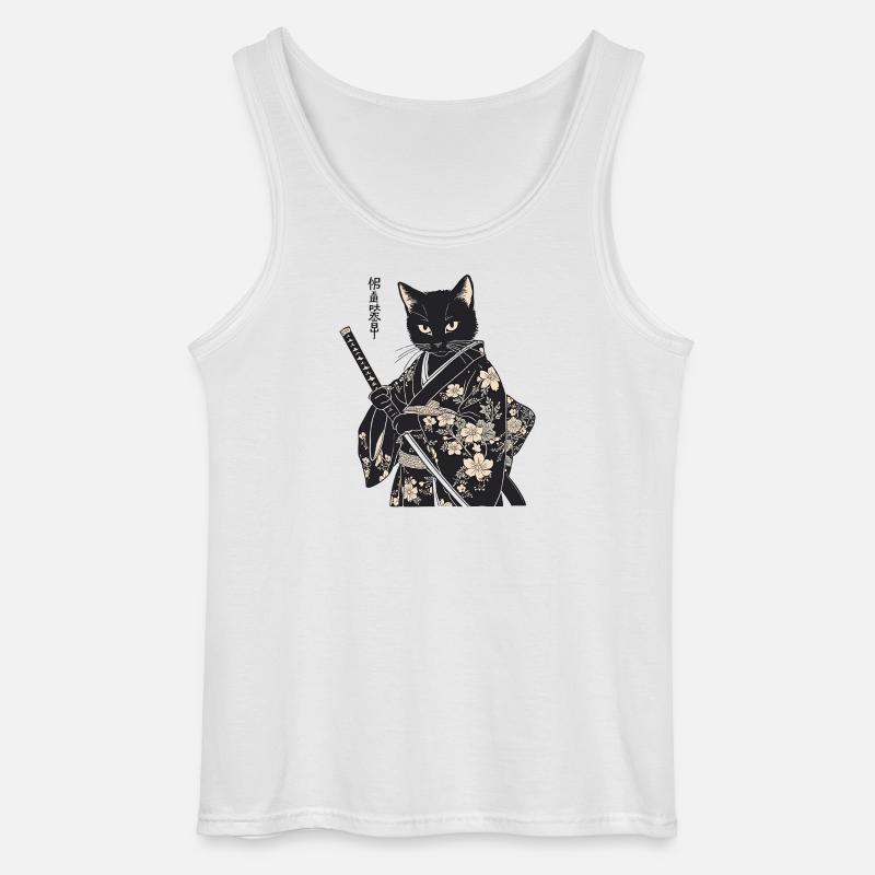Samurai Katze – moderner japanischer Style - Gildan Männer Tank Top - Weiß