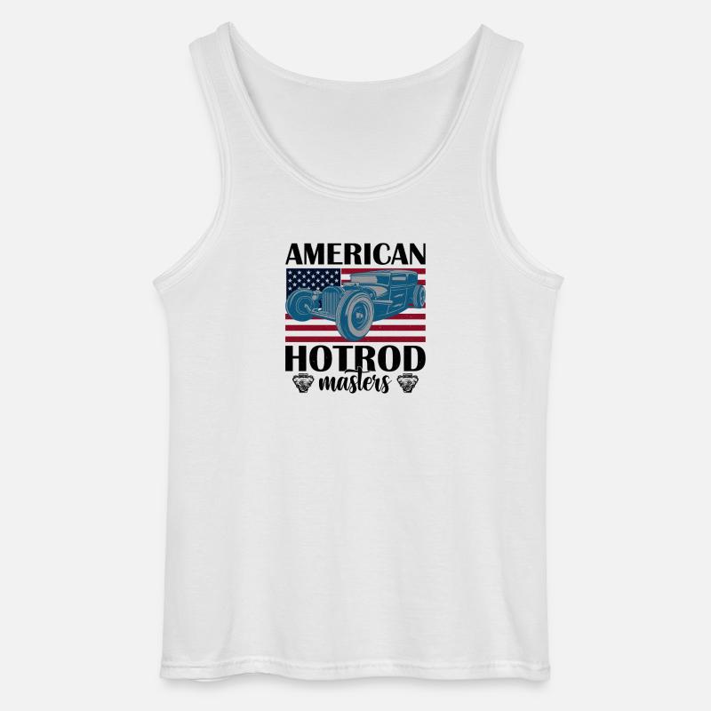 Amerikanisches Oldtimer mit Flaggenhintergrund - Gildan Männer Tank Top - Weiß