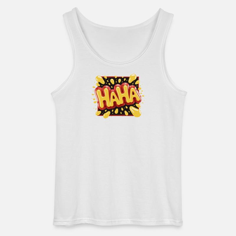 Lebhaftes Haha-Design im Comic-Stil - Gildan Männer Tank Top - Weiß