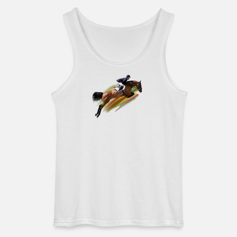 Dynamischer Springreiter auf Galoppritt - Gildan Männer Tank Top - Weiß