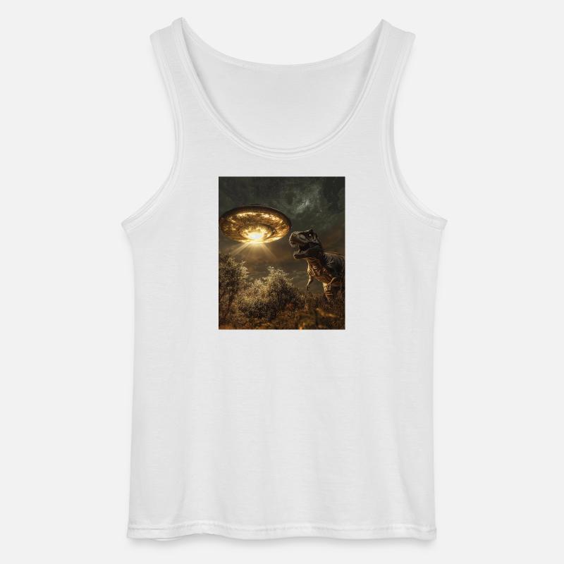 T-Rex Selfie mit UFO - Gildan Männer Tank Top - Weiß