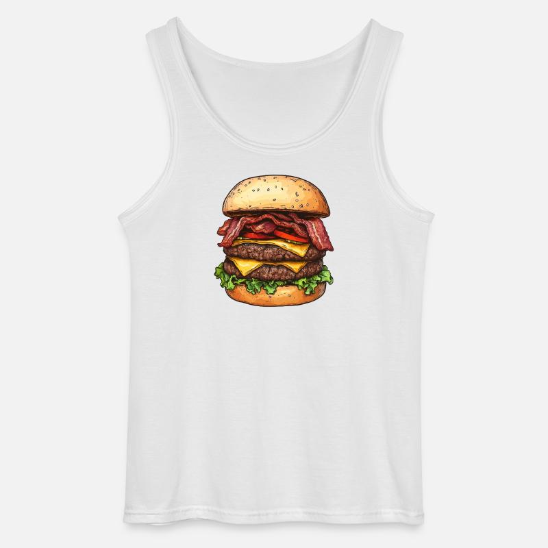 Double Bacon Cheeseburger :) - Gildan Men’s Tank Top - white