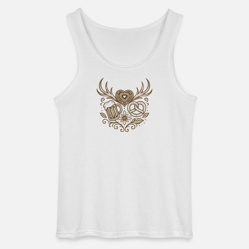 Herz mit Geweih, Bier & Brezel - Gildan Männer Tank Top - Weiß