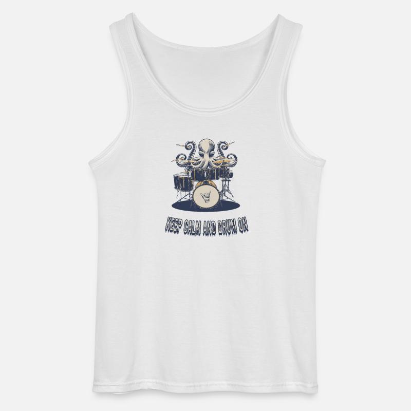 Keep Calm and Drum On - Gildan Männer Tank Top - Weiß