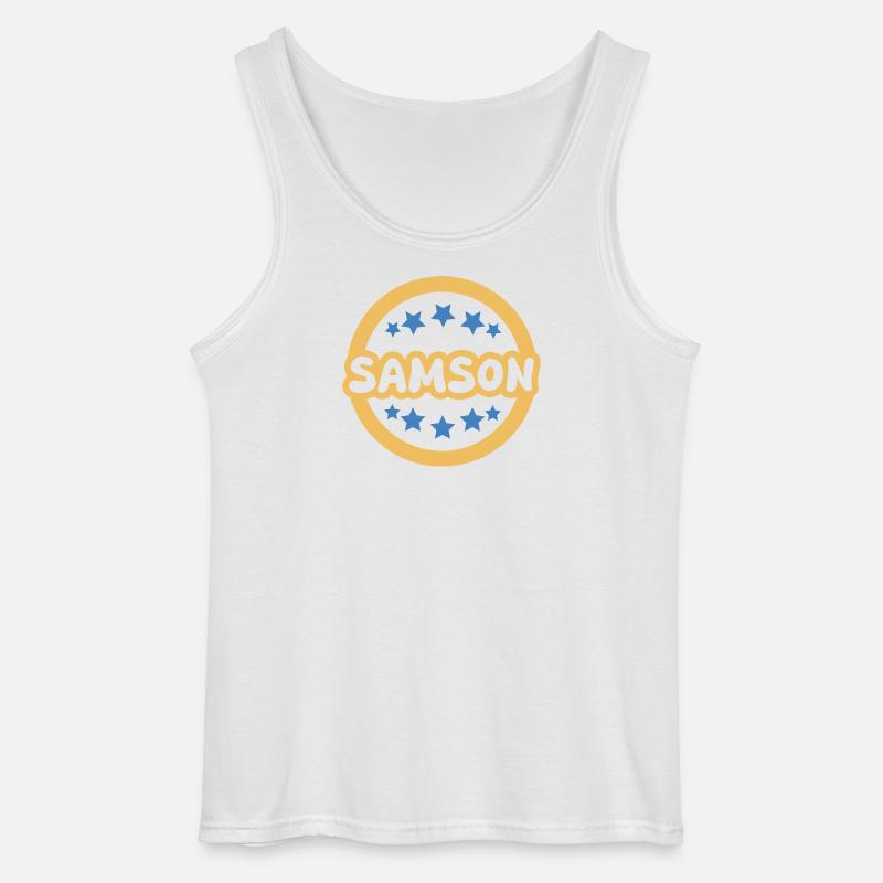 Galactic Sampson Lettering for Samson - Gildan Men’s Tank Top - white