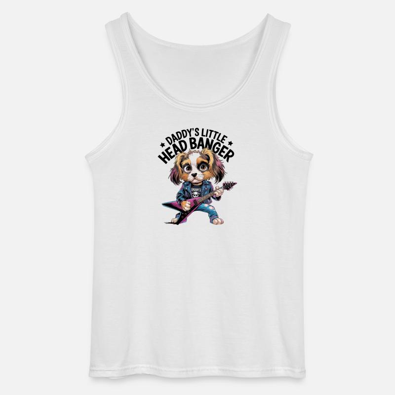 Rockiger Hund mit E-Gitarre im Lederjacken-Style - Gildan Männer Tank Top - Weiß