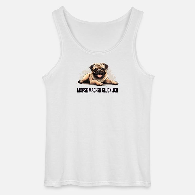 Möpse machen glücklich – Mops Fun Shirt - Gildan Männer Tank Top - Weiß