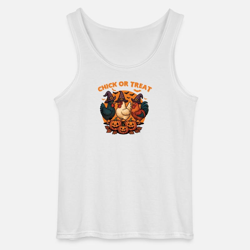 Küken oder Leckerli Gruseliges Halloween-Huhn - Gildan Männer Tank Top - Weiß