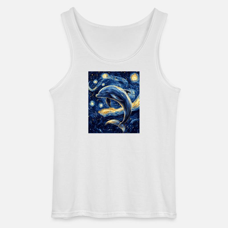 Delfin Van Gogh Style Starry  - Gildan Männer Tank Top - Weiß