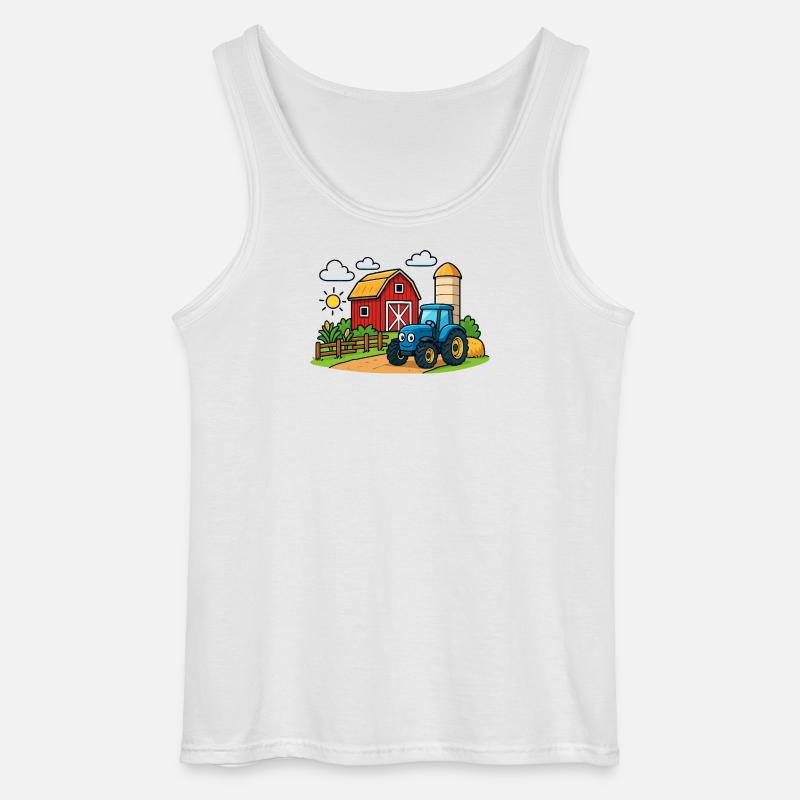 Lustiger Bauernhof mit Traktor - Gildan Männer Tank Top - Weiß