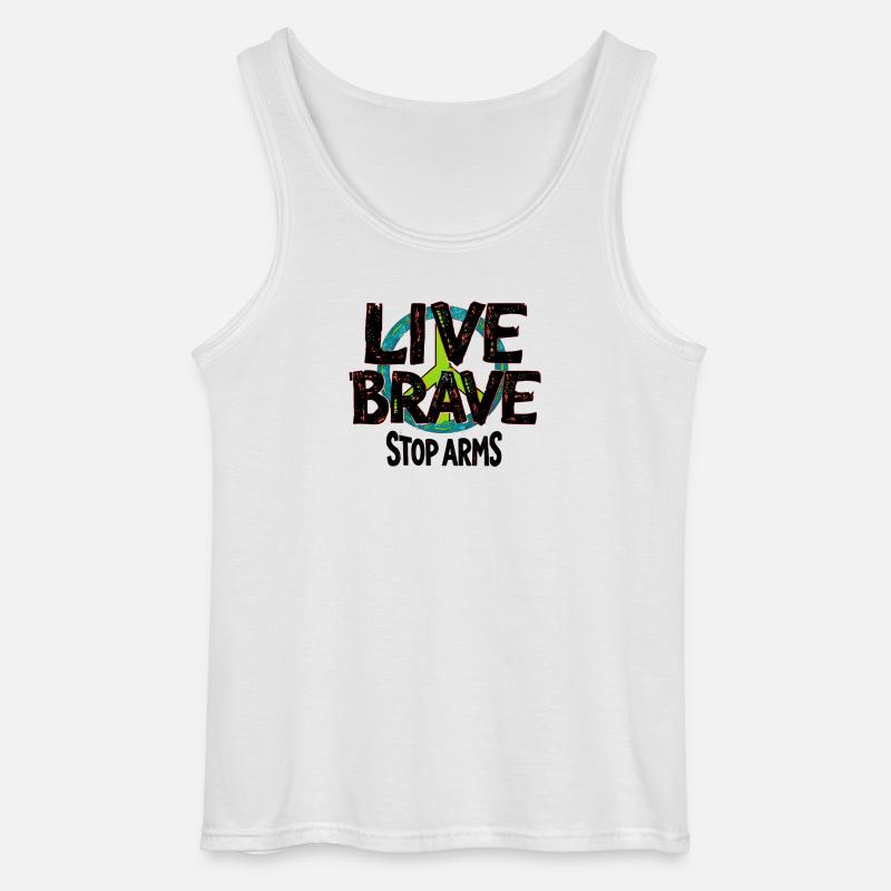 LIVE BRAVE – STOP ARMS contro guerra e violenza - Canotta da uomo Gildan - bianco