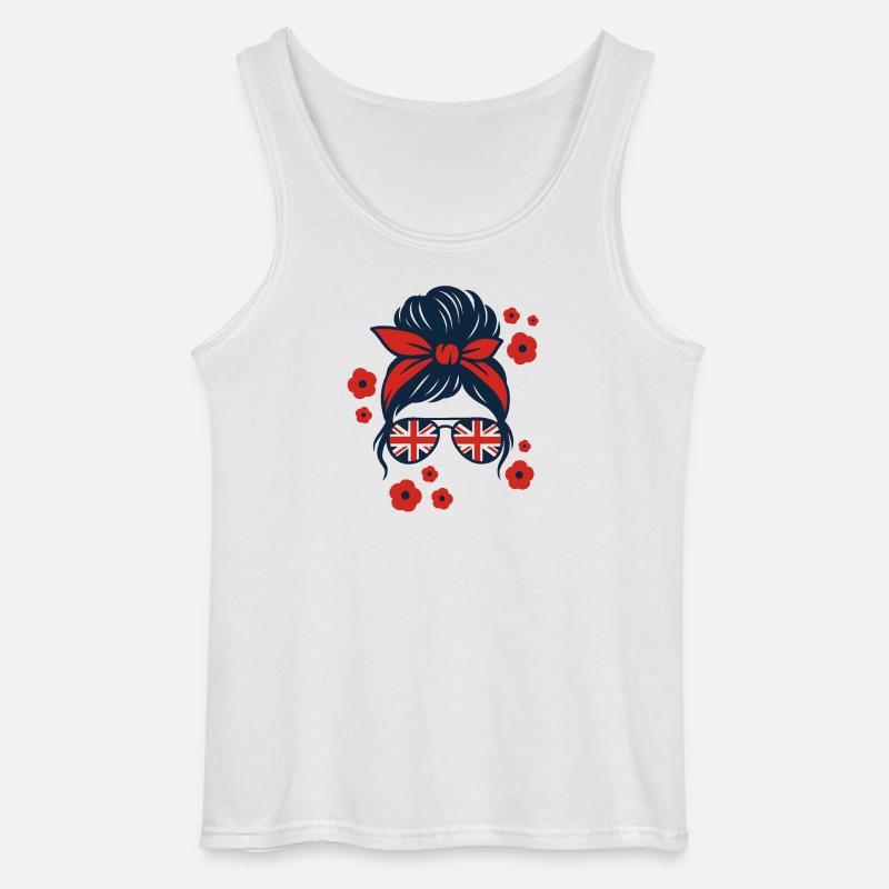 Brit Pop Sonnenbrille mit Blumenmuster - Gildan Männer Tank Top - Weiß