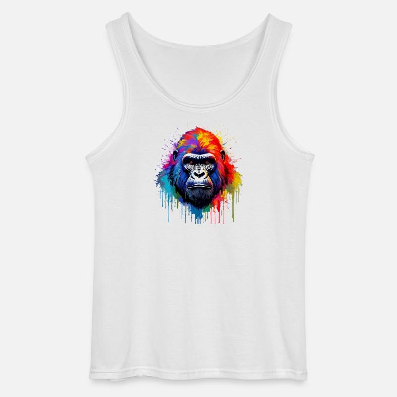 Regenbogen-Gorilla Kunst-Splash - Gildan Männer Tank Top - Weiß