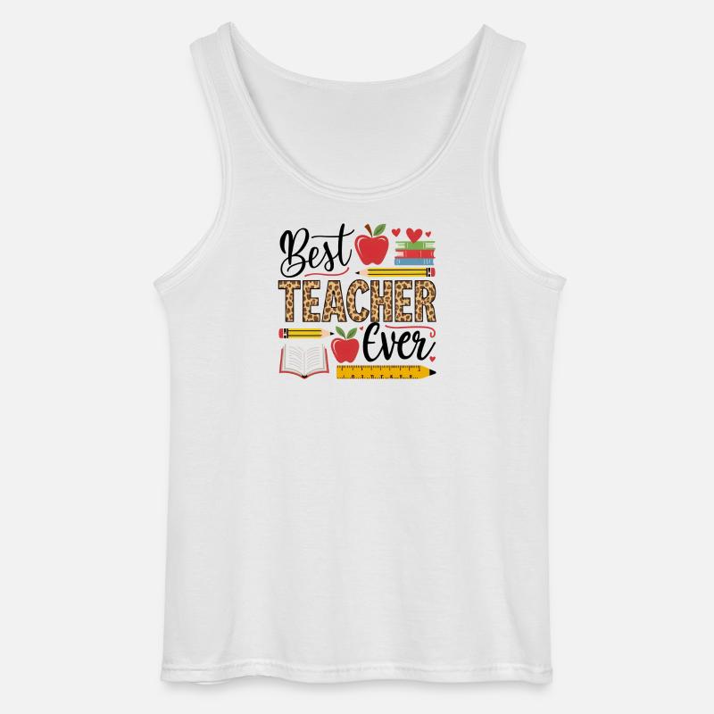 Bester Lehrer Leopard Schreiben - Gildan Männer Tank Top - Weiß