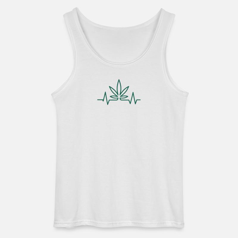 Herzschlag Hanfblatt - Gildan Männer Tank Top - Weiß