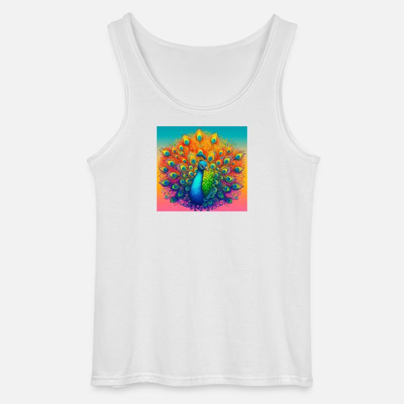 påfugl - Gildan tanktop til mænd - hvid