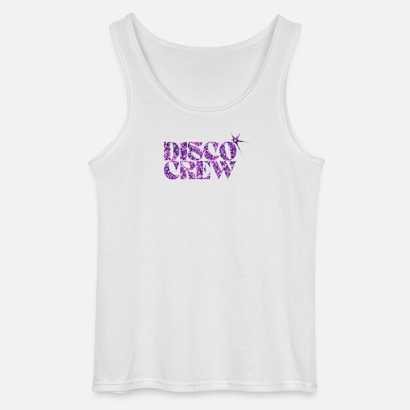Disco Crew Lilla Glitter-logo - Gildan singlet for menn - hvit