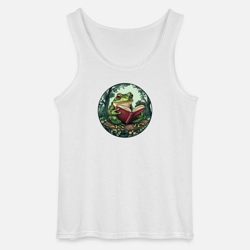 Frosch im Wald liest Buch - Gildan Männer Tank Top - Weiß