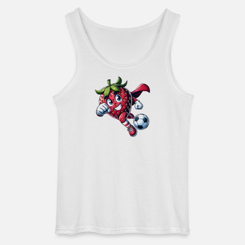 Fußball Erdbeere Superheld Kicker Comic - Gildan Männer Tank Top - Weiß