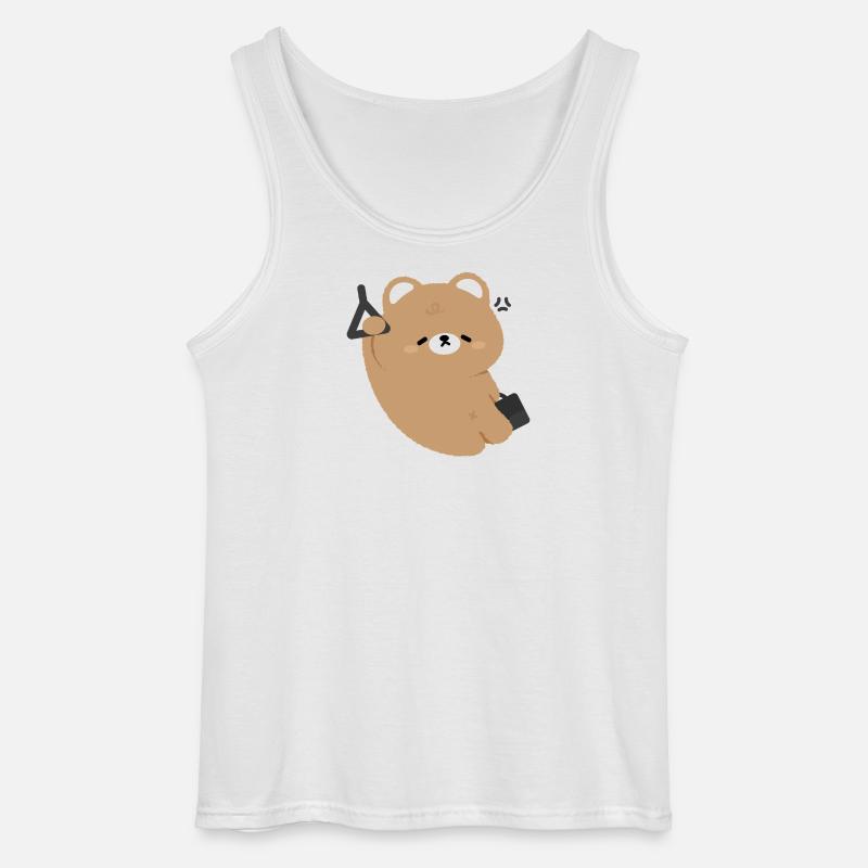 Orso kawaii stanco - Canotta da uomo Gildan - bianco