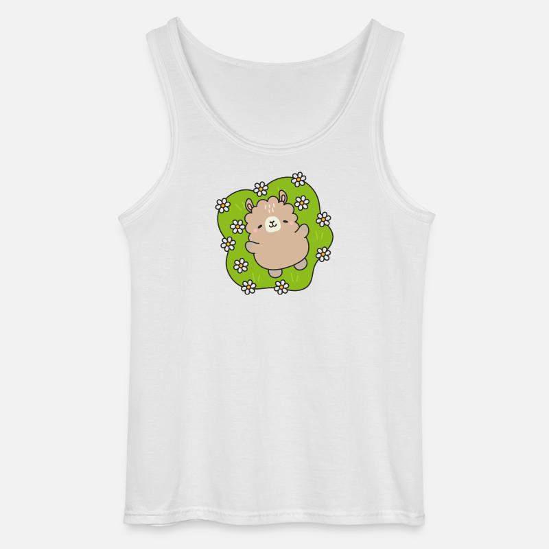 Glücklicher Bär im Blumengarten - Gildan Männer Tank Top - Weiß