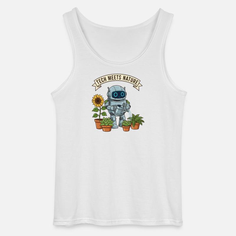 Tech trifft Natur Roboter Gärtner - Gildan Männer Tank Top - Weiß