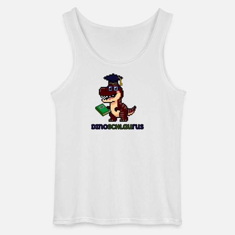 DinoSCHLAUrus - Pixel Art Dinosaurier mit Buch 🦖 - Gildan Männer Tank Top - Weiß