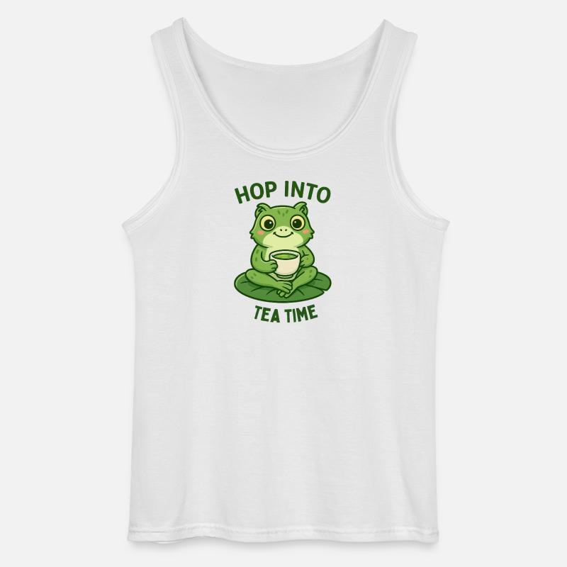 Frosch Teezeit Matcha Illustration Design  - Gildan Männer Tank Top - Weiß
