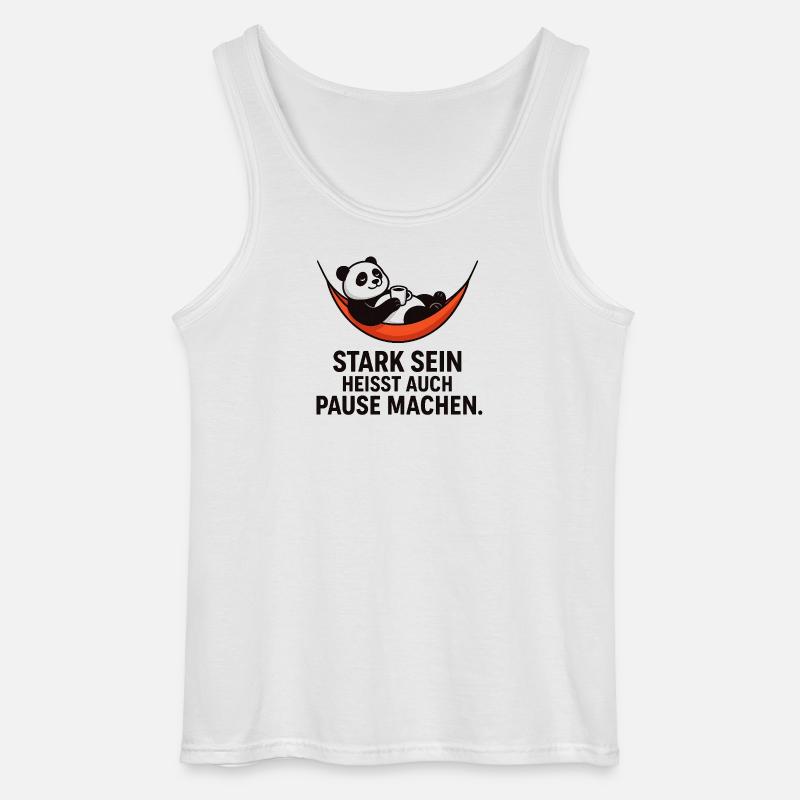 Panda Pause Kraft Spruch - Gildan Männer Tank Top - Weiß