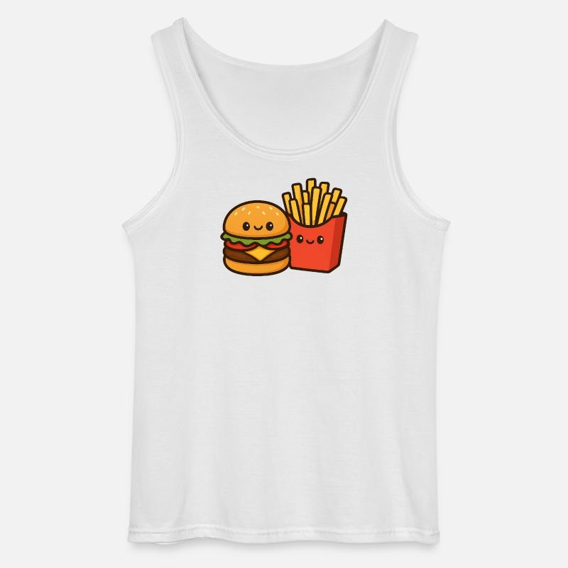 Kawaii Burger & Pommes Duo - Gildan Männer Tank Top - Weiß